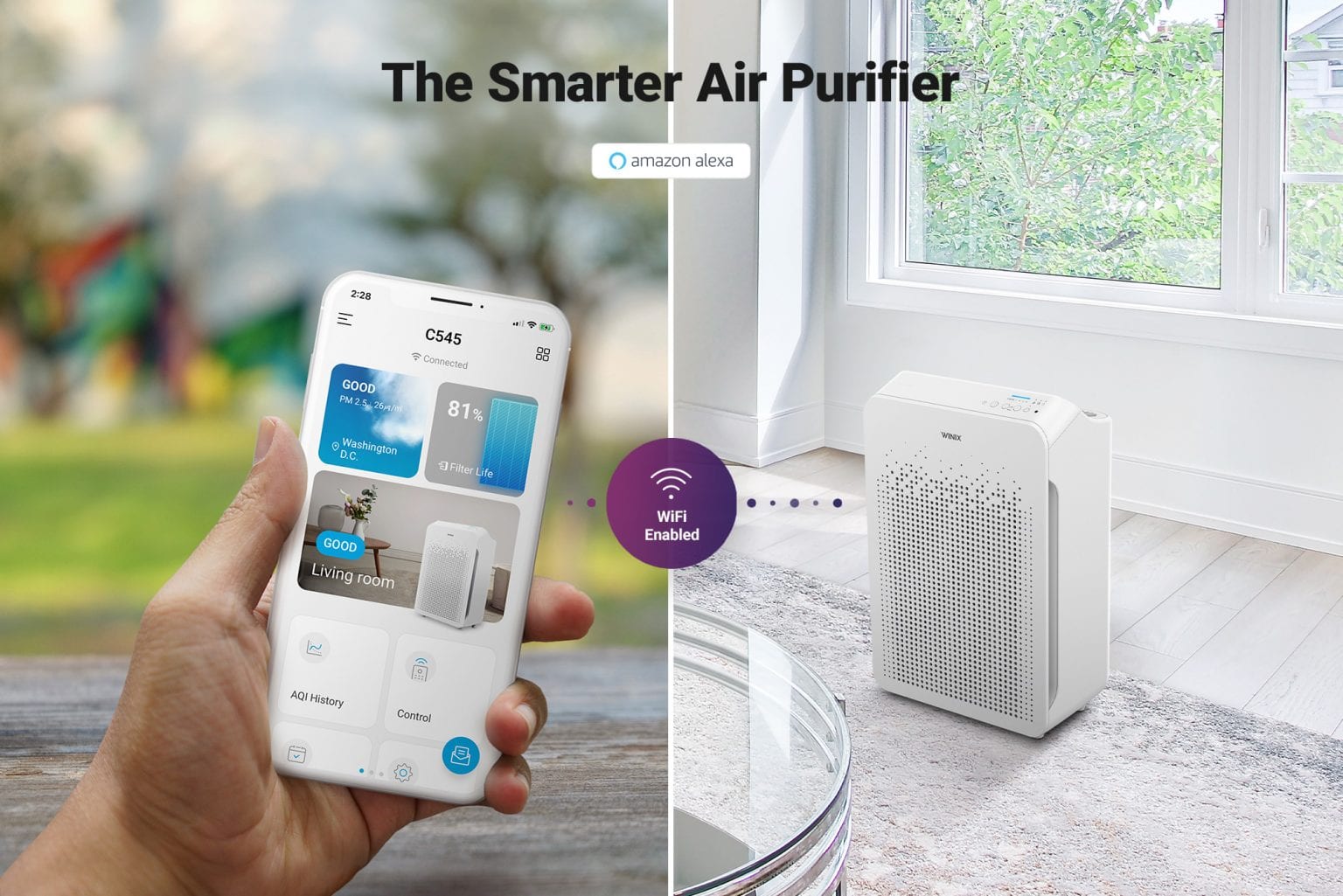 Winix Certified Refurbished C545 4Stage True HEPA Air Purifier with WiFi & PlasmaWave